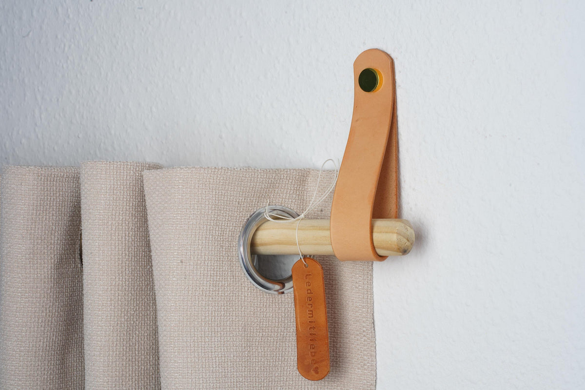 Gardinstangenhalter – Butteroleder Vorhangstangenhalter – Leder Raffhalter