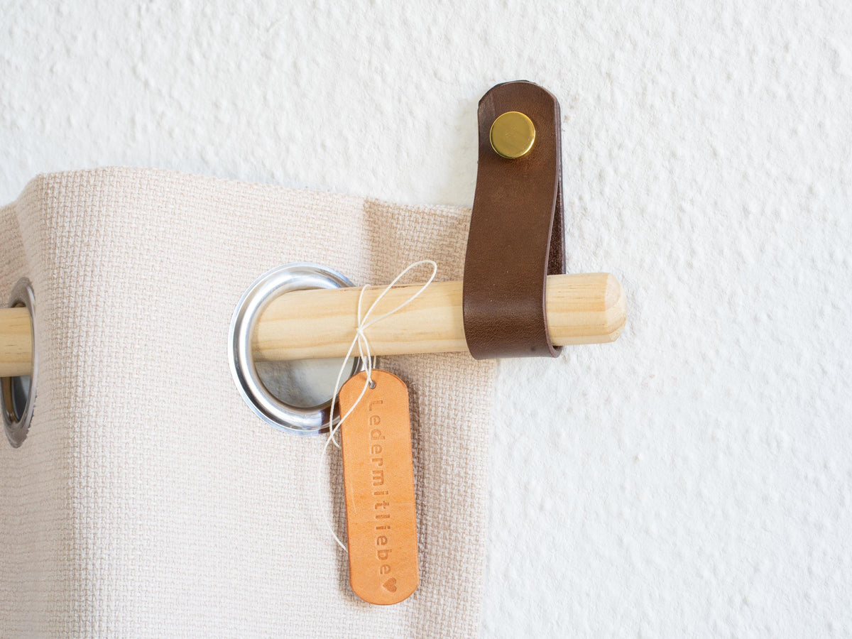 Gardinstangenhalter – Butteroleder Vorhangstangenhalter – Leder Raffhalter
