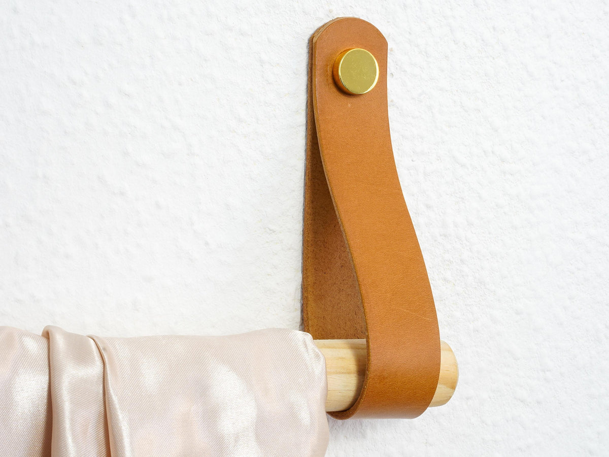 Gardinstangenhalter – Butteroleder Vorhangstangenhalter – Leder Raffhalter