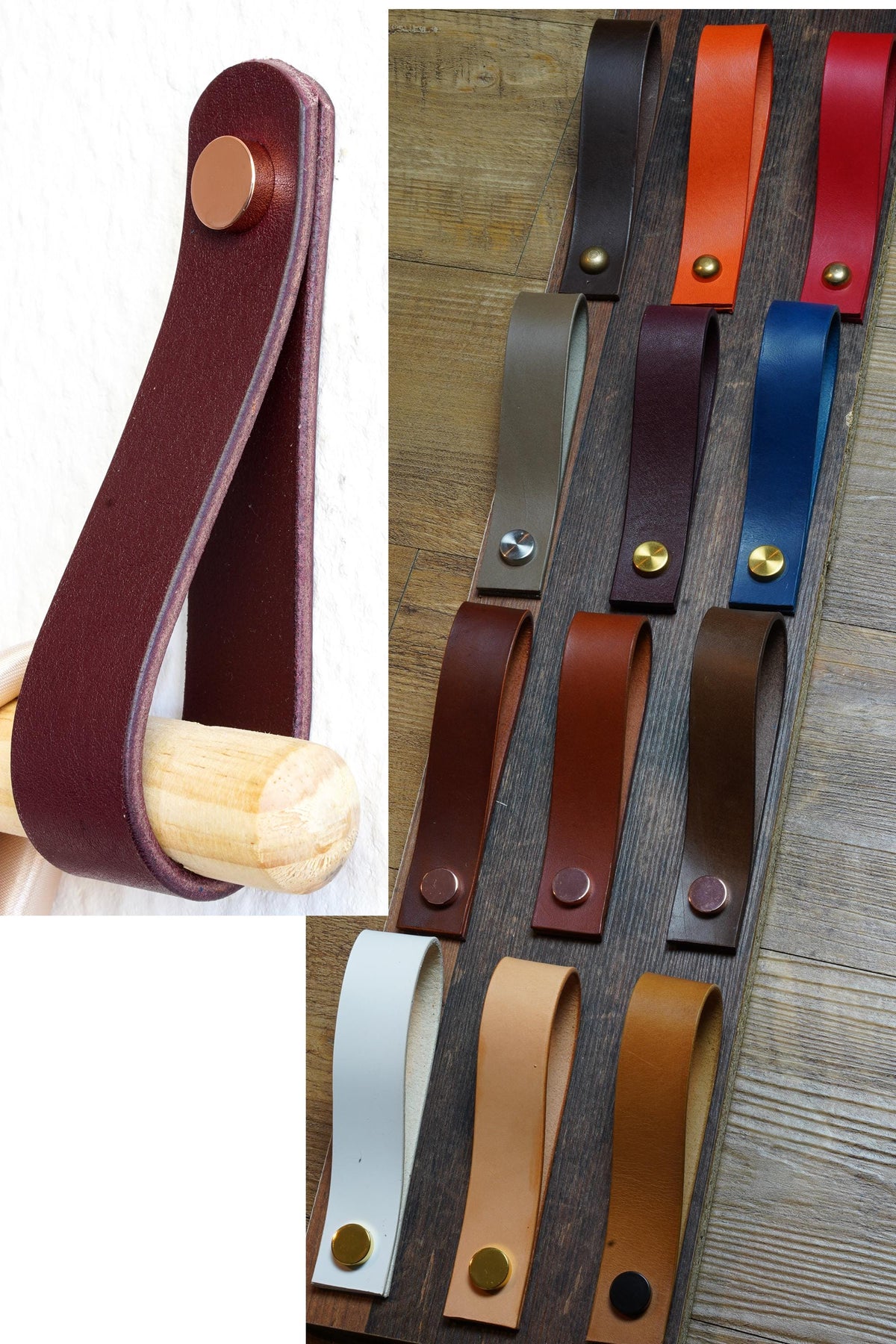 Leder Raffhalter – Vorhangstangenhalter – Gardinstangenhalter. Butteroleder