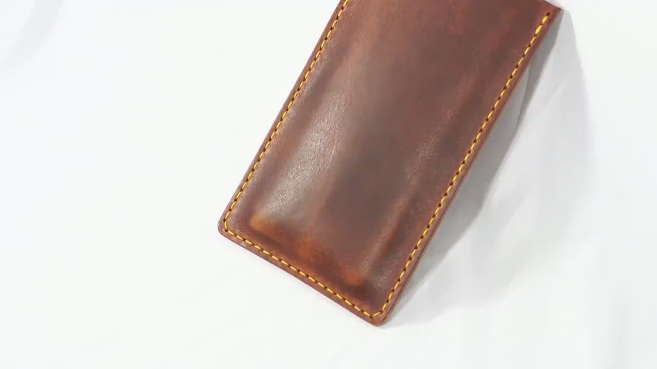 Artisan Italian Leather Phone Crossbody – Slim Card Holder Pouch for iPhone | Handmade