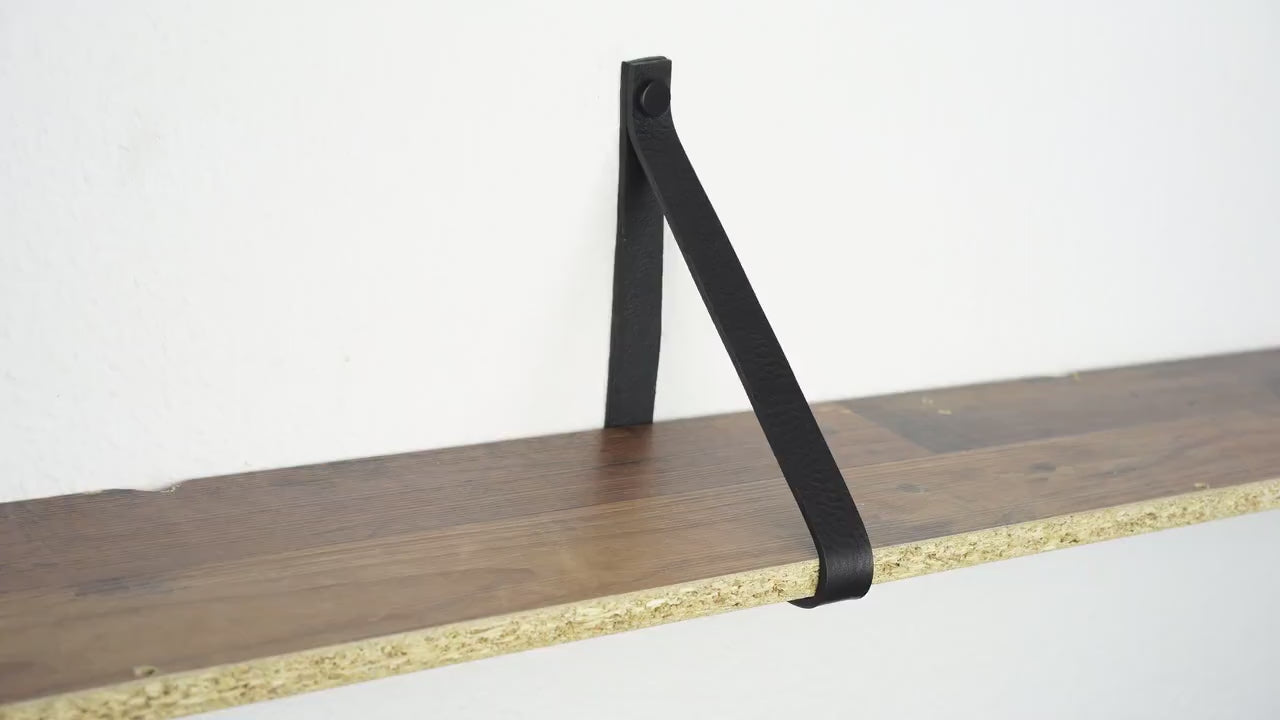 Hängeregal mit Lederriemen Leder l Leder Wandhalterung Regal | Handmade Leather Shelf Brackets | Plant Shelf l Lederriemen Regalträger