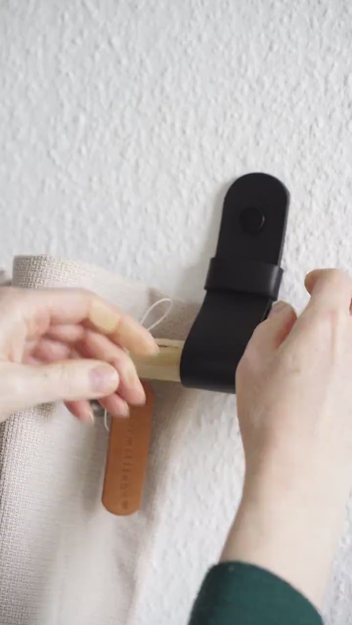Leder Vorhangstangenhalter – Handgefertigt in Deutschland – Gardinenstangenhalter – Raffhalter
