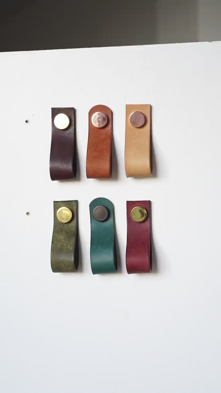 Handmade Leather Handles | Drawer Pulls & Cabinet Knobs | For IKEA Pax Kallax Hemnes | Vegetable Tanned Leather | Made in Germany