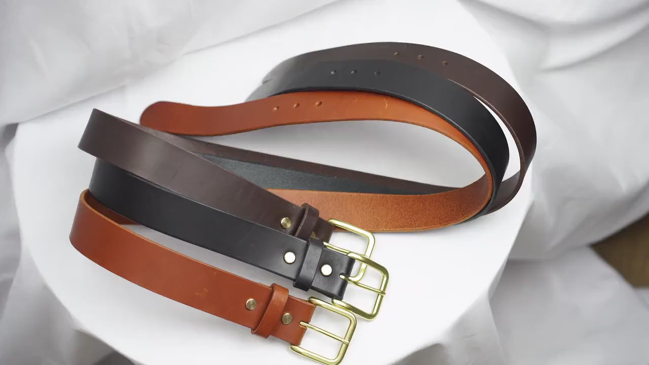 Women Men Leather Belt Custom | 3.8cm Vegetable Tanned | Unisex Jeans Belt | Jeans Belt | Black Brown Cognac Belt