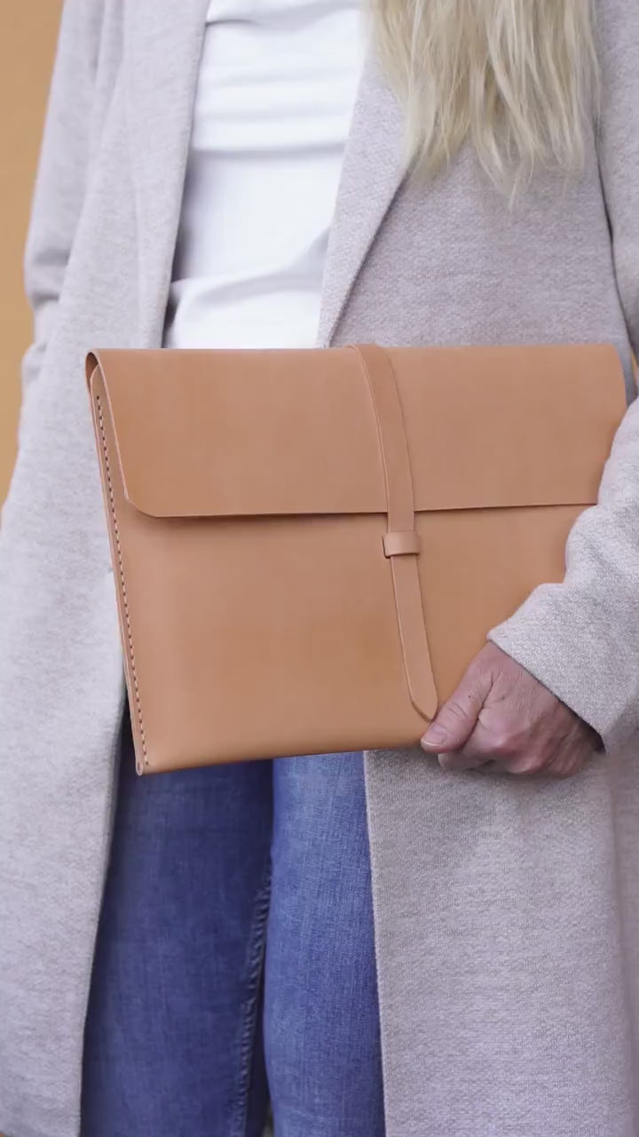 MacBook Lederhülle Notebook Hülle mit Klappe Laptop Sleeve  MacBook Hülle iPad Hülle Laptop Hülle | 11, 13, 14, 15, 16 ,17 Zoll" Natural