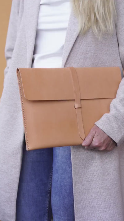 MacBook Lederhülle Notebook Hülle mit Klappe Laptop Sleeve  MacBook Hülle iPad Hülle Laptop Hülle | 11, 13, 14, 15, 16 ,17 Zoll" Natural