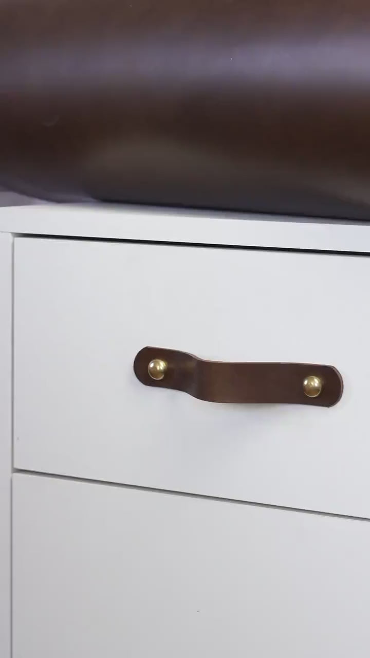 Handmade Leather Handles | Drawer Pulls & Cabinet Knobs | For IKEA Pax Kallax Hemnes | Vegetable Tanned Leather | Made in Germany