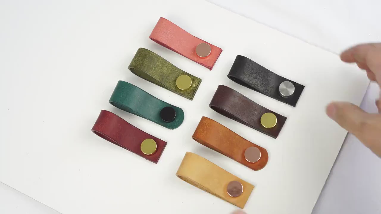 Handmade Leather Handles | Drawer Pulls & Cabinet Knobs | For IKEA Pax Kallax Hemnes | Vegetable Tanned Leather | Made in Germany